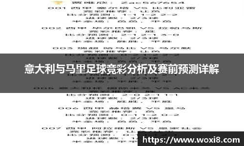 意大利与马里足球竞彩分析及赛前预测详解